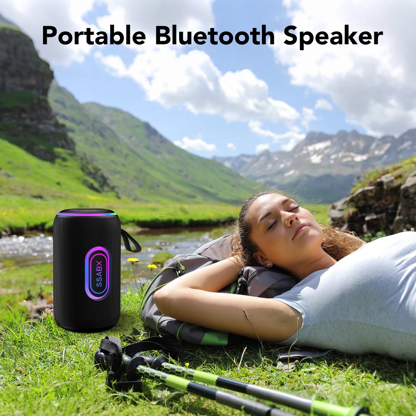 Portable Wireless Bluetooth Speaker – Waterproof, 35W Loud Sound, 30H Battery, RGB Party Lights