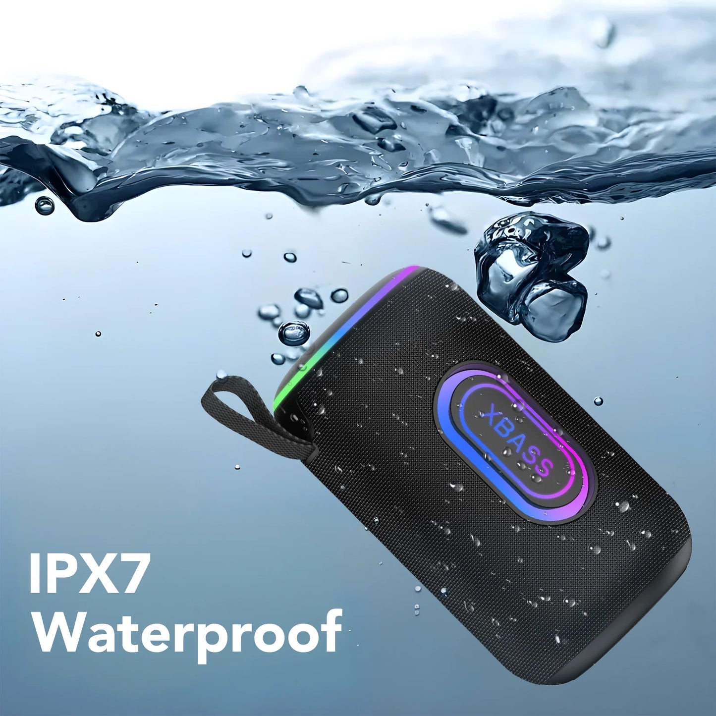 Portable Wireless Bluetooth Speaker – Waterproof, 35W Loud Sound, 30H Battery, RGB Party Lights