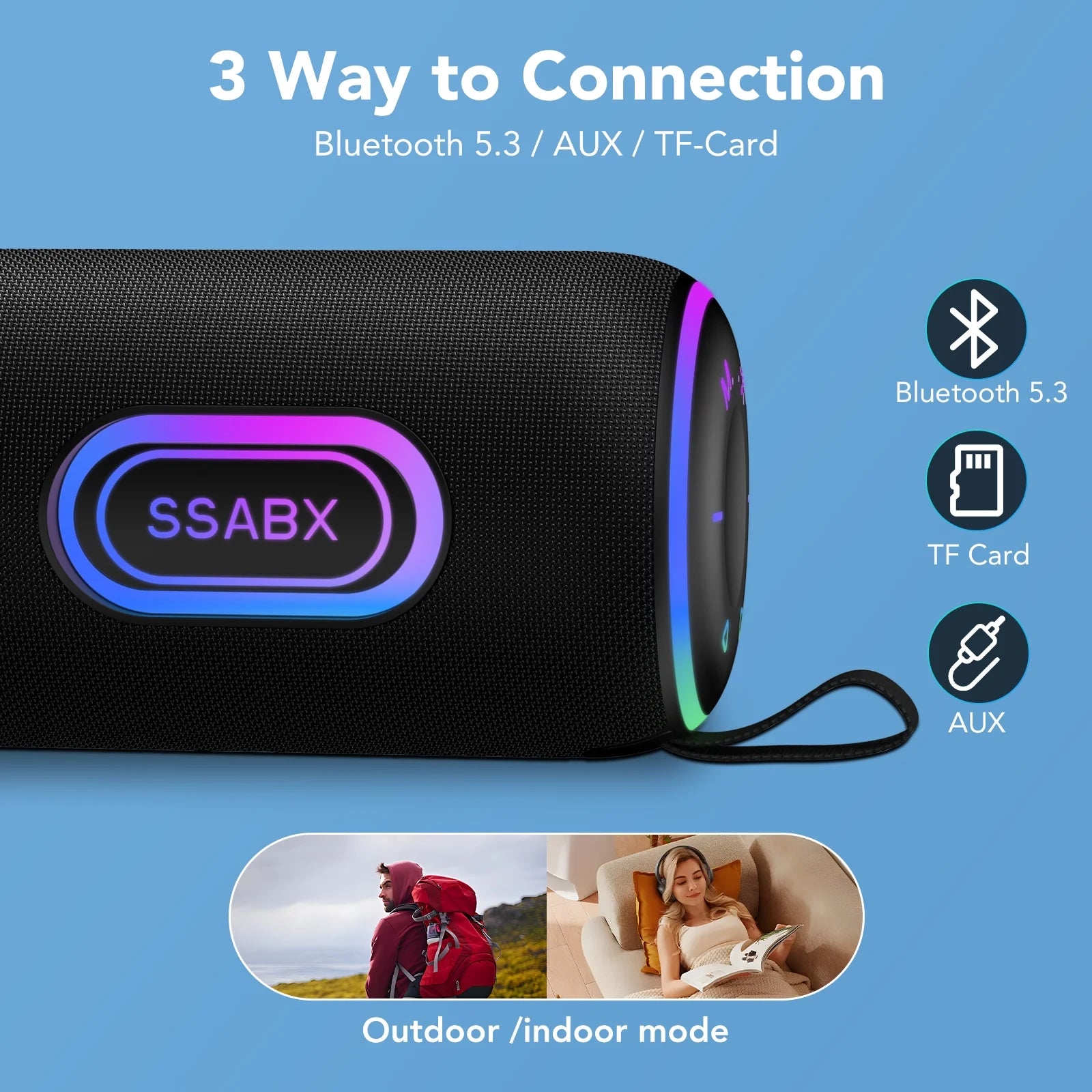 Portable Wireless Bluetooth Speaker – Waterproof, 35W Loud Sound, 30H Battery, RGB Party Lights