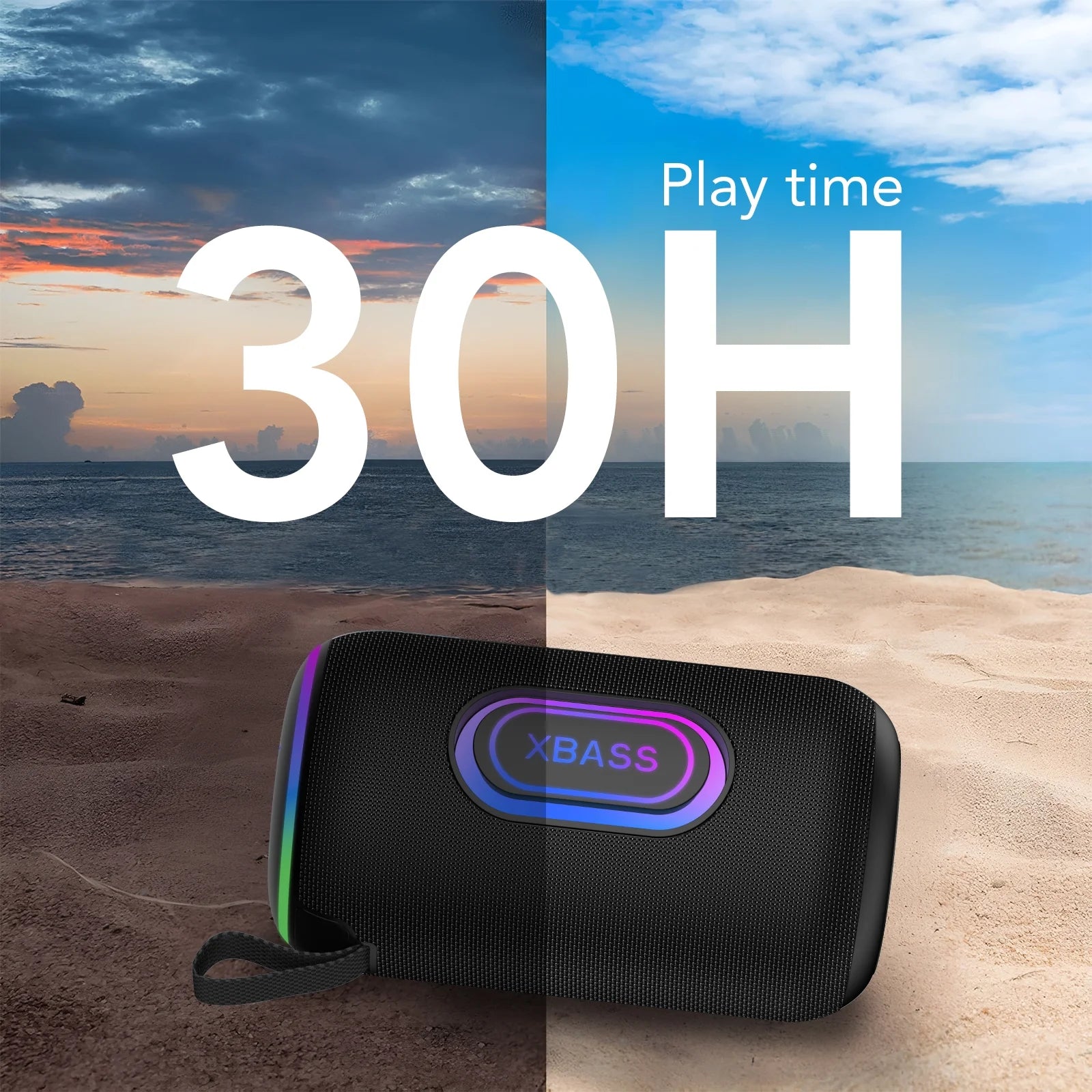 Portable Wireless Bluetooth Speaker – Waterproof, 35W Loud Sound, 30H Battery, RGB Party Lights